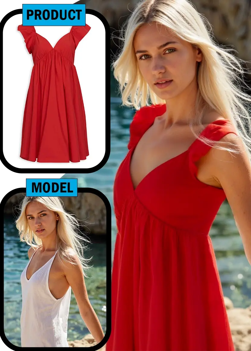 Image of a red dress on white background